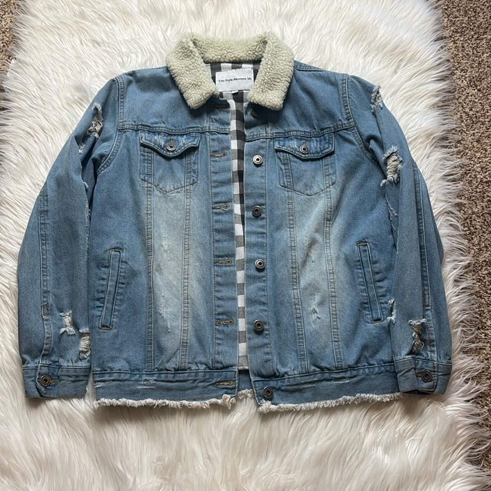 The Style Between Us, Distressed, Flannel Lined, Cotton Wool Like Collar, Med